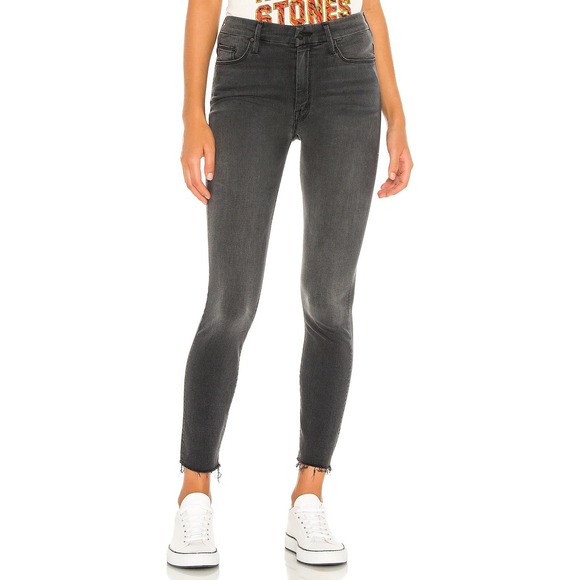 MOTHER High Waisted Looker Ankle Fray Lighting Up Lanterns Black Gray Wash Sz 29 - Picture 1 of 14